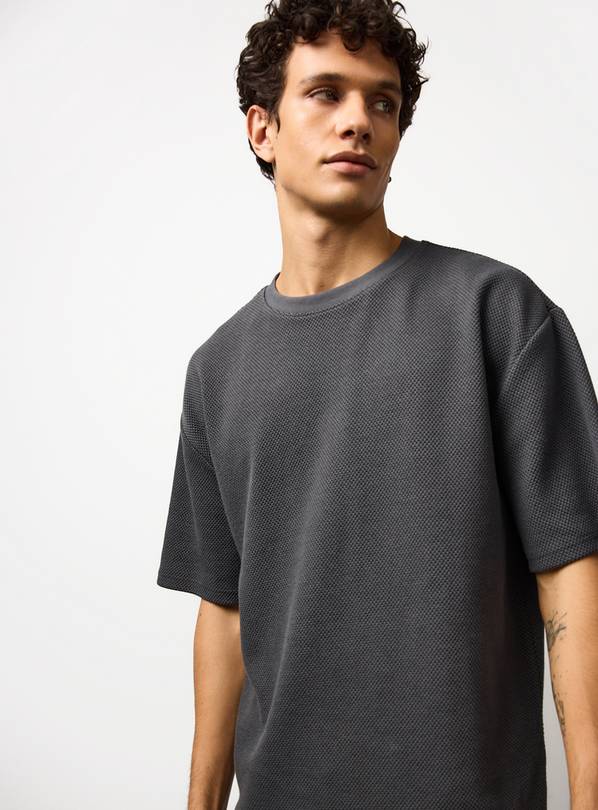 Dark Grey Textured T-Shirt XXL